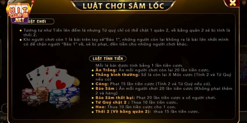 Luật chơi cụ thể của game bài Sâm lốc tại HITCLUB